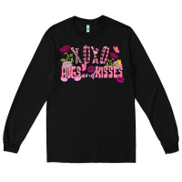 Black Xoxo Hugs And Kisses Valentine's Day Long Sleeve Tee - FaDigitalArtStudio