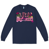 Navy Xoxo Hugs And Kisses Valentine's Day Long Sleeve Tee - FaDigitalArtStudio
