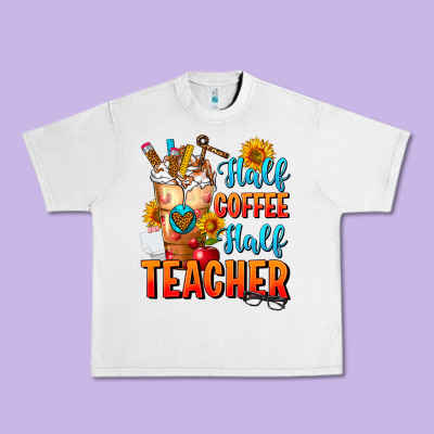 Half Coffee Half Teacher Urban Heavy Tee Designed By Fadigitalartstudio