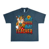 Midnight Navy Half Coffee Half Teacher Urban Heavy Tee - FaDigitalArtStudio