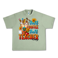 Oil Green Half Coffee Half Teacher Urban Heavy Tee - FaDigitalArtStudio