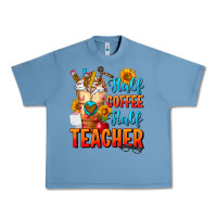 Pebble Blue Half Coffee Half Teacher Urban Heavy Tee - FaDigitalArtStudio