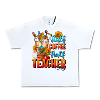 White Half Coffee Half Teacher Urban Heavy Tee - FaDigitalArtStudio