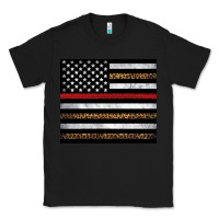 Black thin red line American flag leopard Classic Tee - Artiststas