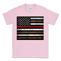 Bubblegum Pink thin red line American flag leopard Classic Tee - Artiststas