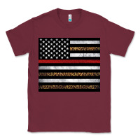 Burgundy thin red line American flag leopard Classic Tee - Artiststas