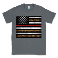 Charcoal Heather thin red line American flag leopard Classic Tee - Artiststas
