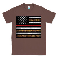 Chestnut thin red line American flag leopard Classic Tee - Artiststas