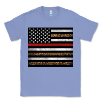 Colony Blue thin red line American flag leopard Classic Tee - Artiststas