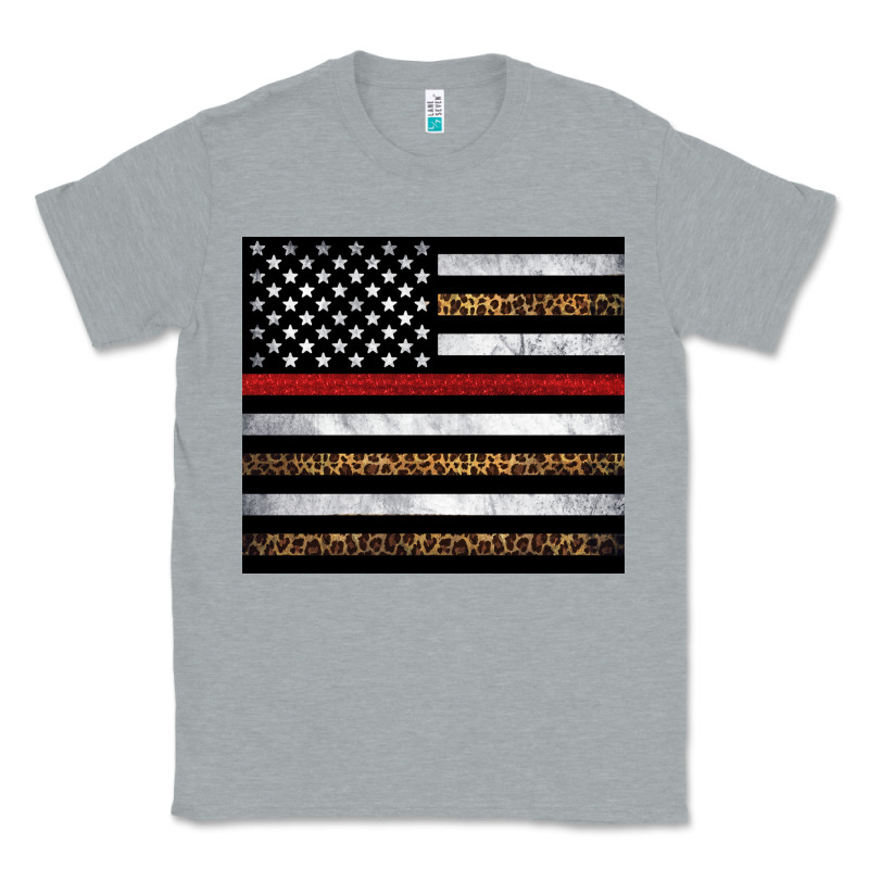 Thin Red Line American Flag Leopard Classic Tee by Artiststas | Teevron