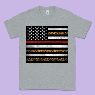Thin Red Line American Flag Leopard Classic Tee Designed By Artiststas