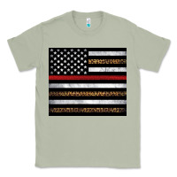 Matcha thin red line American flag leopard Classic Tee - Artiststas