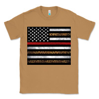 Toasted Coconut thin red line American flag leopard Classic Tee - Artiststas