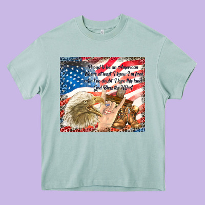 God Bless The Usa Heavy Core Tee Designed By Tumblerdesignbyshophia