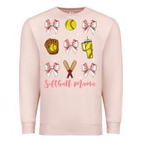 Pale Pink softball coquette bow Premium Sweatshirt - JahusDesignShop