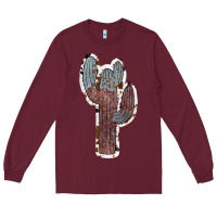 Burgundy Cowhide Old Cactus Long Sleeve Tee - RanaPortraitStore