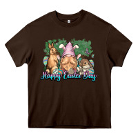 Chocolate Brown Gnome bunny Happy Easter Day Heavy Core Tee - HowdyJamesFarm