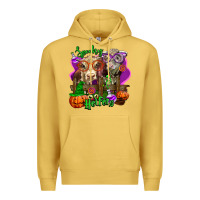 Antique Gold spooky halloween cows Premium Hoodie - LillyAllenDesigns