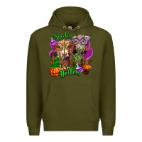 Army Green spooky halloween cows Premium Hoodie - LillyAllenDesigns