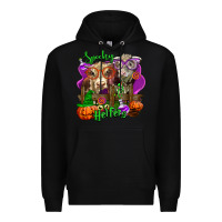 Black spooky halloween cows Premium Hoodie - LillyAllenDesigns