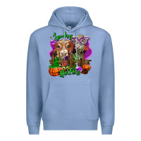 Colony Blue spooky halloween cows Premium Hoodie - LillyAllenDesigns