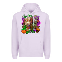Lilac spooky halloween cows Premium Hoodie - LillyAllenDesigns