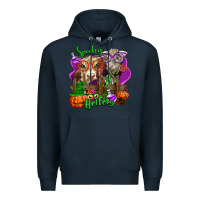 Navy spooky halloween cows Premium Hoodie - LillyAllenDesigns