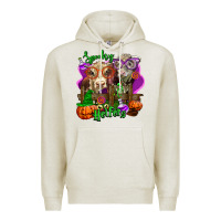 Oatmeal Heather spooky halloween cows Premium Hoodie - LillyAllenDesigns