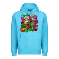 Ocean Blue spooky halloween cows Premium Hoodie - LillyAllenDesigns