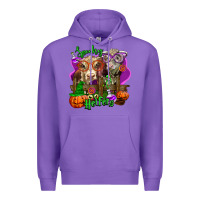 Purple spooky halloween cows Premium Hoodie - LillyAllenDesigns
