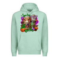 Seafoam spooky halloween cows Premium Hoodie - LillyAllenDesigns