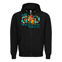 Black with god all things are possible. cross Zipper Hoodie - AdoDesignShop