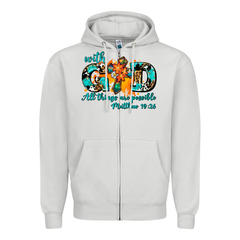 With God All Things Are Possible. Cross Zipper Hoodie by AdoDesignShop | Teevron
