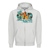 Dove Grey with god all things are possible. cross Zipper Hoodie - AdoDesignShop