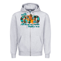 Heather Grey with god all things are possible. cross Zipper Hoodie - AdoDesignShop