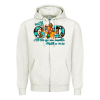 Oatmeal Heather with god all things are possible. cross Zipper Hoodie - AdoDesignShop
