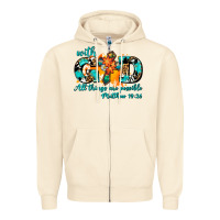 Sandshell with god all things are possible. cross Zipper Hoodie - AdoDesignShop