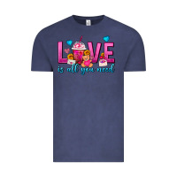 Vintage Denim Love Is All You Need Valentines Day Frappe Coffee Vintage Tee - FaDigitalArtStudio