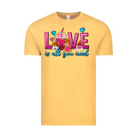 Vintage Mustard Love Is All You Need Valentines Day Frappe Coffee Vintage Tee - FaDigitalArtStudio