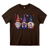 Chocolate Brown USA gnomies 4th of july Heavy Core Tee - HowdyJamesFarm