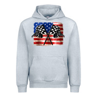 Heather Grey American Racing Flag Urban Hoodie - JahusDesignShop