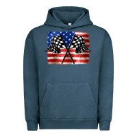 Pigment Midnight Navy American Racing Flag Urban Hoodie - JahusDesignShop