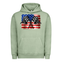 Pigment Oil Green American Racing Flag Urban Hoodie - JahusDesignShop
