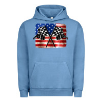 Pigment Pebble Blue American Racing Flag Urban Hoodie - JahusDesignShop