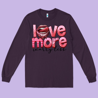 Love More Worry Less Long Sleeve Tee Designed By Fadigitalartstudio