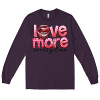 Plum love more worry less Long Sleeve Tee - FaDigitalArtStudio