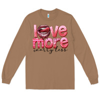 Toasted Coconut love more worry less Long Sleeve Tee - FaDigitalArtStudio