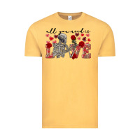 Vintage Mustard Skeleton all you need is love Vintage Tee - FaDigitalArtStudio