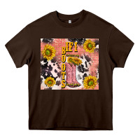 Chocolate Brown cowgirl boots sunflower Heavy Core Tee - TumblerDesignByShophia