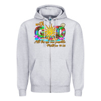 Heather Grey with god all things are possible summer Zipper Hoodie - AdoDesignShop